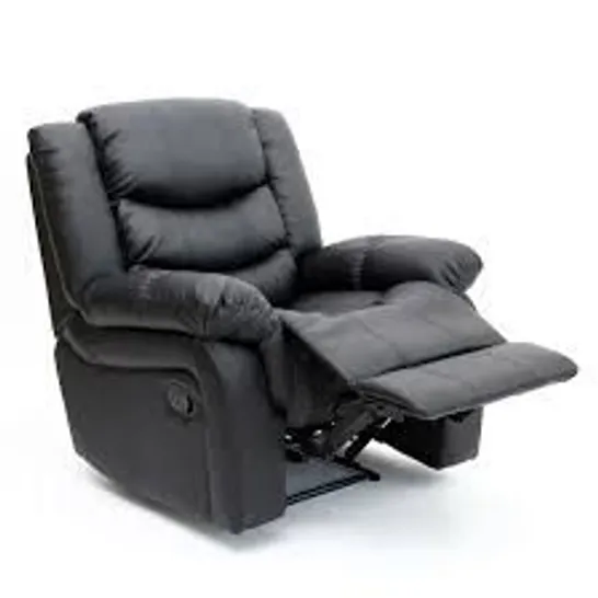 BOXED SEATTLE BLACK FAUX LEATHER MANUAL RECLINING EASY CHAIR (1 BOX) RRP £349.99