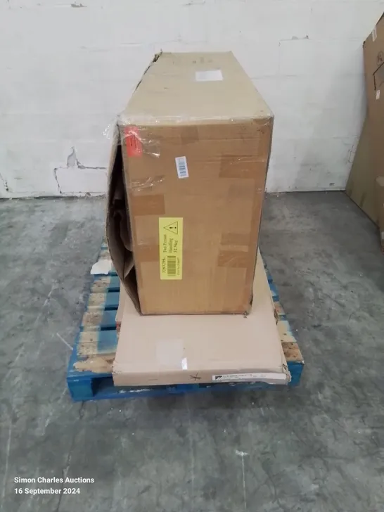 PALLET CONTAINING VARIOUS BOXED FURNITURE PARTS AND OTHER HOUSEHOLD ITEMS ETC.