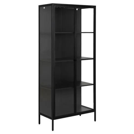 NEWBERRY MATT BLACK LARGE 2 DOOR METAL DISPLAY CABINET (1 OF 2 BOXES)