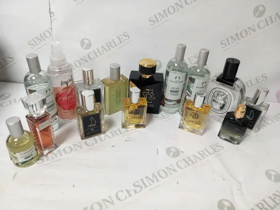 FIFTEEN ASSORTED UNBOXED FRAGRANCES TO INCLUDE; THE BODY SHOP, DIOR, DIPTYQUE AND GERALT