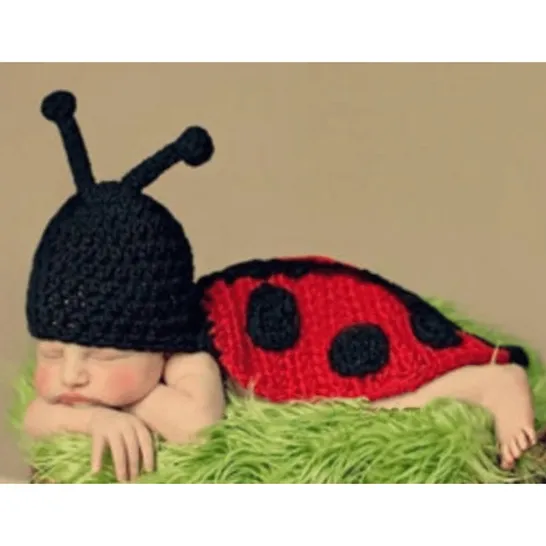 APPROXIMATELY 5 BRAND NEW CROCHET LADYBUG DRESS UP OUTFIT