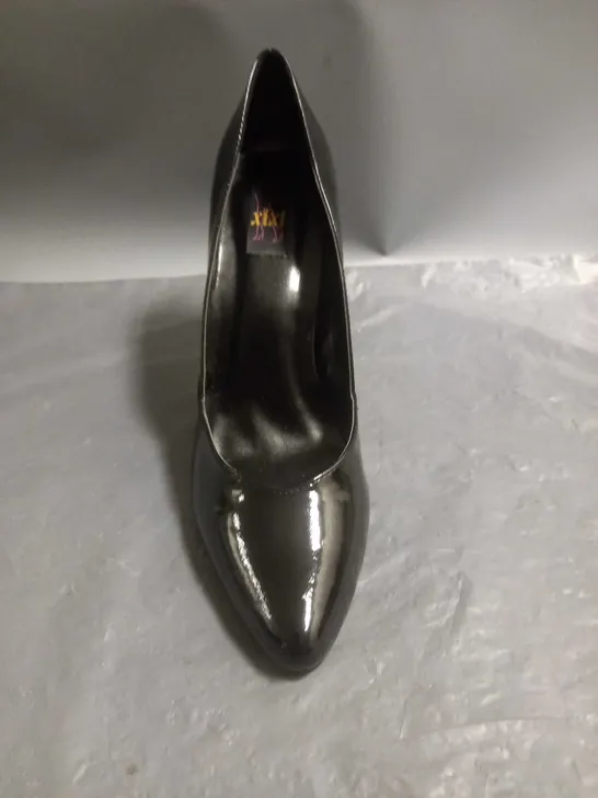 XIXI LADIES HIGH HEELED STILETTO SHOES BLACK PATENT SIZE 7