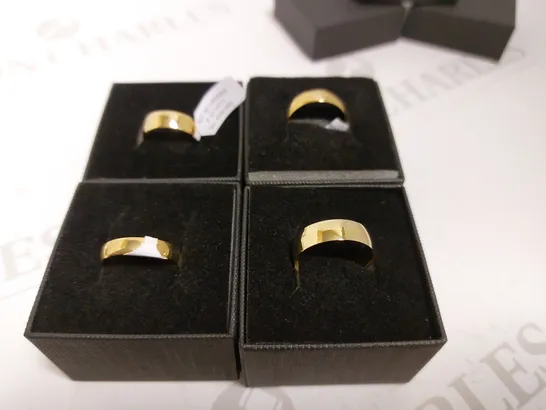 4 ASSORTED PERSONALISED 9CT YELLOW GOLD D SHAPE WEDDING BANDS