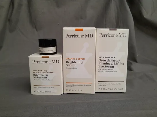 SET OF 4 PERRICONE MD ITEMS TO INCLUDE - REJUVENATING MOISTURIZER , BRIGHTENING SERUM , GROTH FACTOR FIRMING & LIFTING EYE SERUM ETC