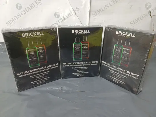 3 BOXED AND SEALED BRICKWELL MEN'S DAILY REVITALISING HAIR CARE ROUTINES