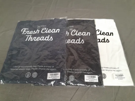 LOT OF 3 BAGGED FRESH CLEAN THREADS T-SHIRTS - ALL XL