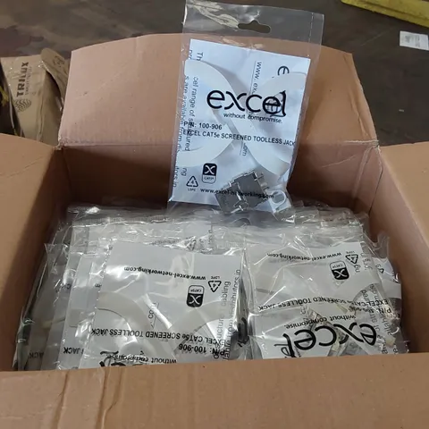 BOX OF APPROXIMATELY 100x BAGGED EXCEL CAT5e SCREENED TOOLLESS JACKS