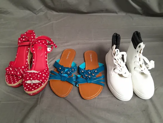 APPROXIMATELY 15 PAIRS OF LADIES SHOES. ASSORTED SIZES, COLOURS AND STYLES