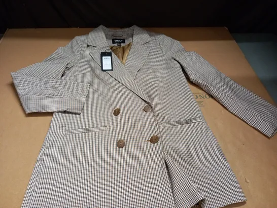 ONLY DOUBLE BREASTED CHECK BLAZER - S