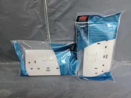 2 SEALED MK BY HONEYWELL INTEGRATED USB DOUBLE SWITCH SOCKET 13A DP WITH TYPE A+C USB CHARGING K2745