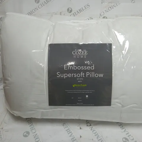 SUPERSOFT BY COZEE HOME SET OF 2 EMBOSSED MICROFRESH PILLOWS