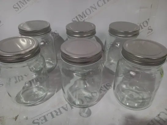 BOXED SET OF 6 GLASS MASON JARS