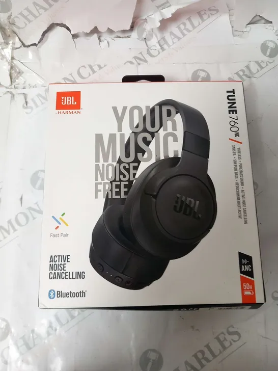 BOXED JBL BY HARMAN TUNE 760 INC WIRELESS ACTIVE NOISE CANCELLING ON EAR HEADPHONES