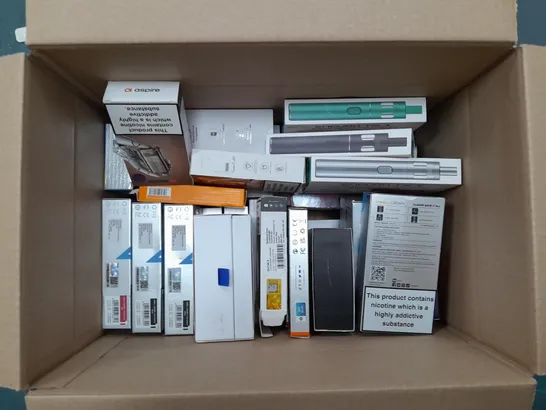 BOX OF APPROXIMATELY 20 ASSORTED E-CIGARATTES TO INCLUDE VAPORESSO, INNOKIN, ASPIRE ETC