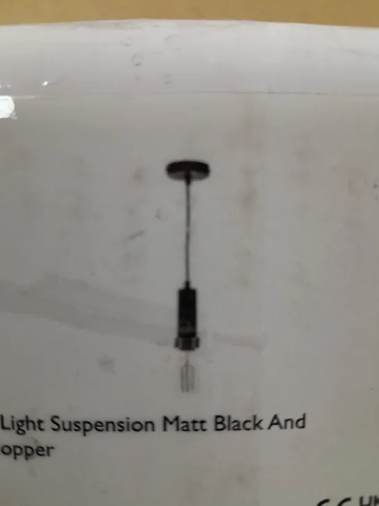BOXED DAR LIGHTING 1-LIGHT SUSPENSION MATT BLACK AND COPPER 