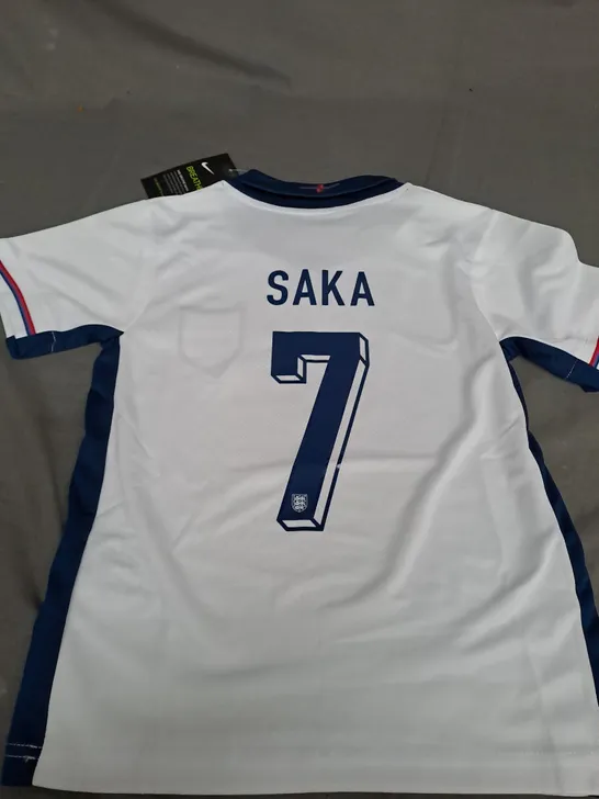 KIDS ENGLAND FC HOME SHIRT WITH SAKA 7 SIZE 20