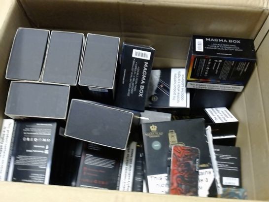 BOX OF APPROXIMATLEY 35 ASSORTED ELECTRONIC CIGARETTES TO INLCUDE FAMOVAPE, UWELL ETC