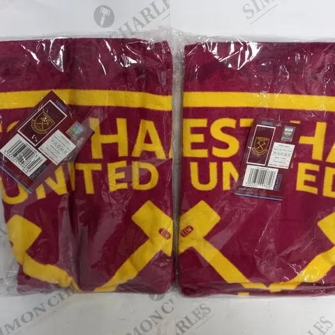 PAIR OF WEST HAM OFFICIALLY LICENSED 125 YEARS BEACH TOWELS