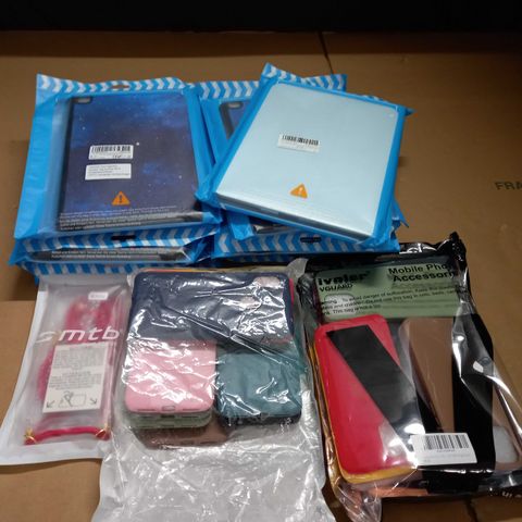 lot of assorted phone and tablet cases for various models