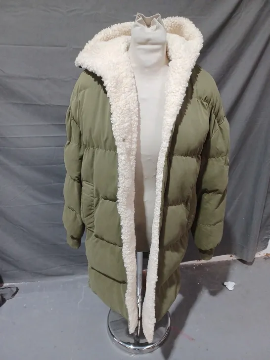 PULL & BEAR KHAKI GREEN PADDED JACKET - EUR MEDIUM