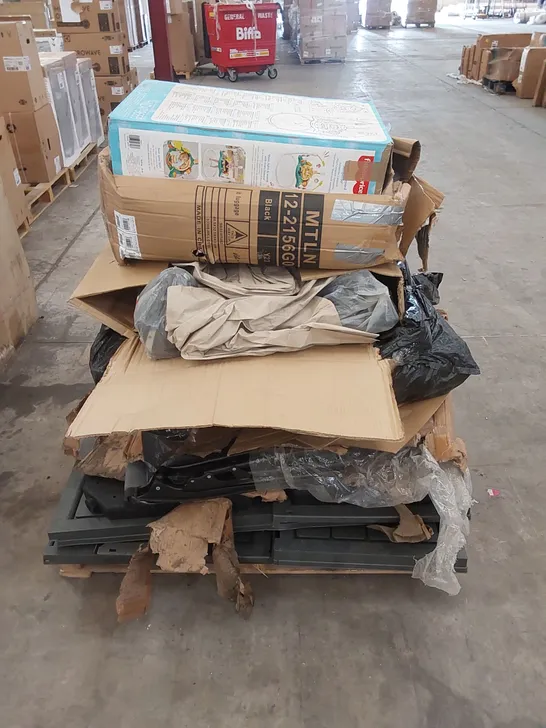 PALLET OF ASSORTED HOUSEHOLD ITEMS AND BOXED FURNITURE 