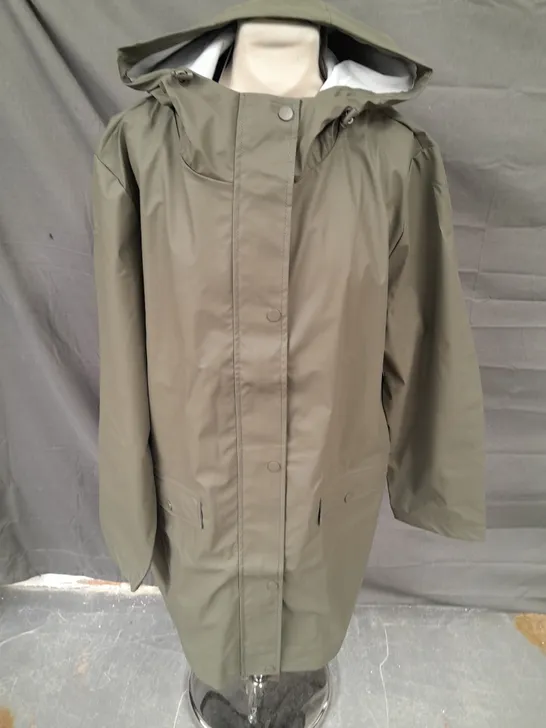 NEW LOOK KHAKI HOODED RAIN ANORAK - UK 20