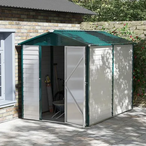 BOXED ARLYSS 6FT W X 9 FT D METAL OVERLAP TOOL SHED (2 BOXES)