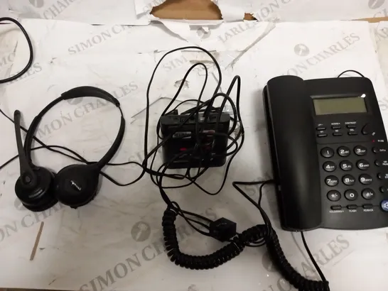 1 X VOIP SYSTEM - LANDLINE PHONE, HEADSET AND VOIP BOX