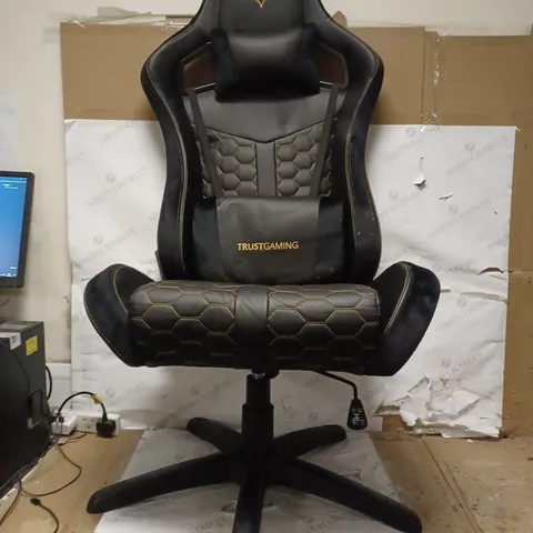 TRUST GAMING GXT GAMING CHAIR IN BLACK WITH YELLOW STITCHING