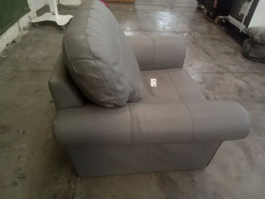 QUALITY DESIGNER ARMCHAIR - GREY LEATHER 