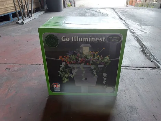 BOXED ILLUMINEST 3-IN-1 BIRD BOX, PLANTER, AND SOLAR GARDEN LIGHT