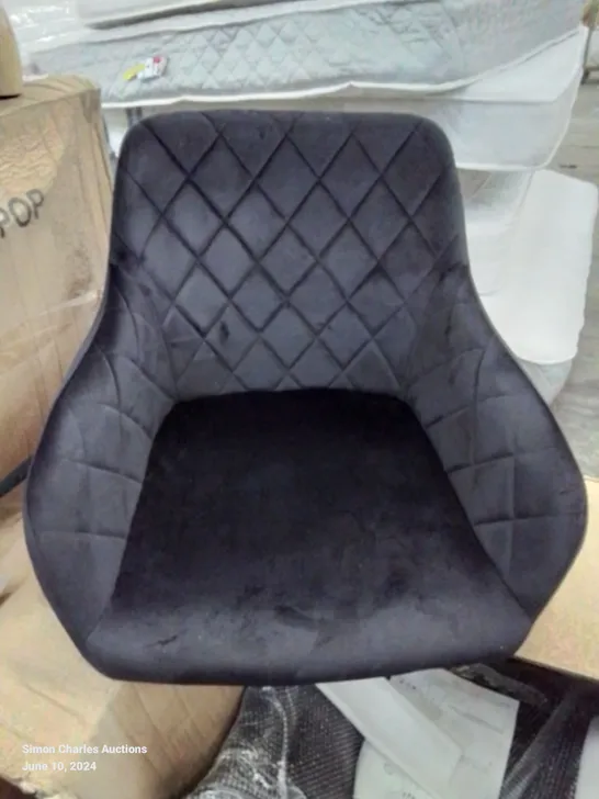 BOXED PAIR OF BLACK VELVET UPHOLSTERED DINING CHAIRS