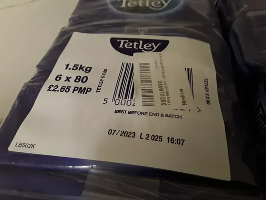 LOT OF 5 TETLEY 6X80 PACKS OF TEA BAGS