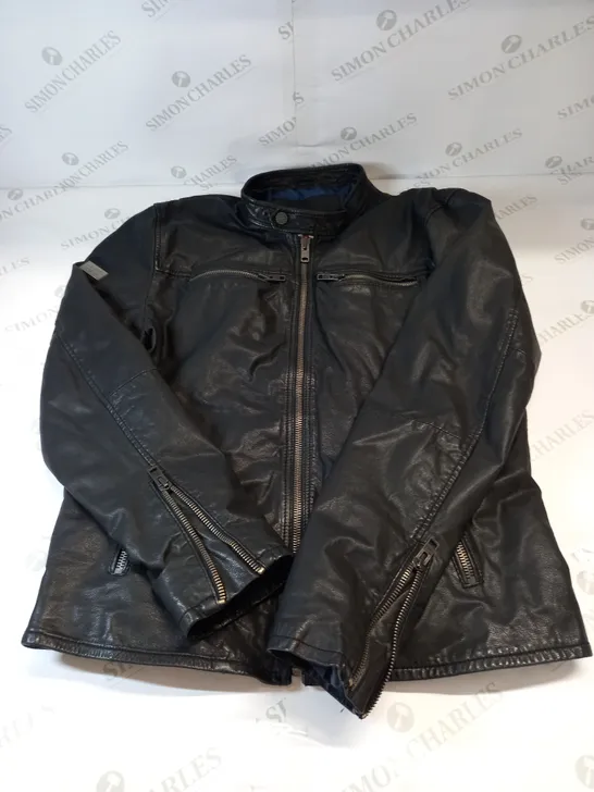 SUPERDRY LEATHER JACKET IN BLACK SIZE XXL