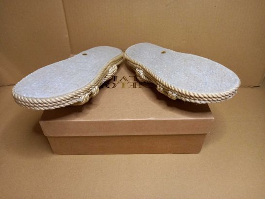 BOXED PAIR OF PENELOPE CHILVERS ROPE SANDALS - SIZE 5