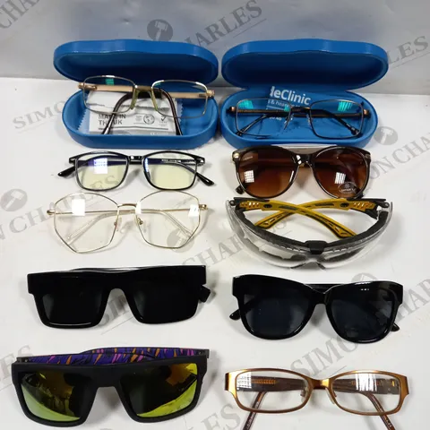 BOX OF 10 ASSORTED EYE & SUNGLASSES IN VARIOUS STYLES	