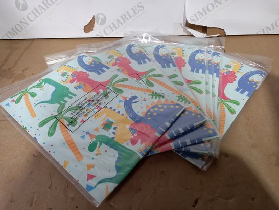 LOT OF APPROXIMATELY 100 DINOSAUR GIFT WRAP AND TAG SETS    
