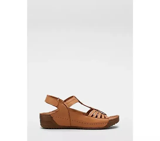 ADESSO LOWRI LEATHER SANDAL- TAN SIZE 5