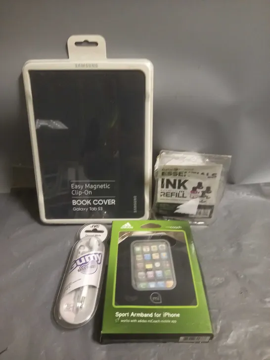 APPROXIMATELY 15 ELECTRICAL AND HOUSEHOLD ITEMS TO INCLUDE INK CARTRIDGES, EARPHONES AND PHONE AND TABLET COVERS