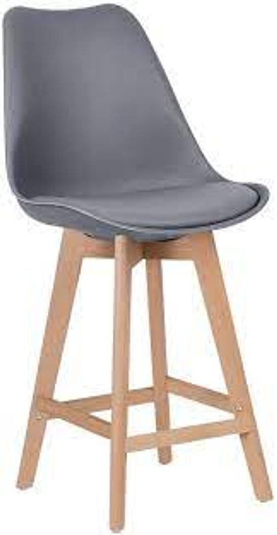 BOXED MOF TULIP BAR STOOL PLASTIC SEAT WITH PU CUSHION