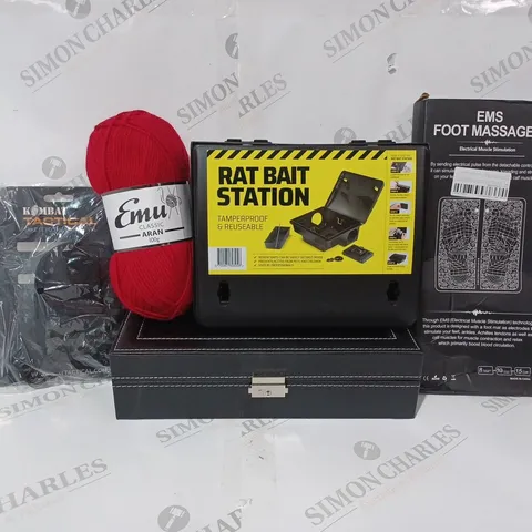 BOX OF APPROXIMATELY 12 ASSORTED ITEMS TO INCLUDE - RAT BAIT STATION - EMS FOOT MASSAGER - EMU CLASSIC ARAN ECT