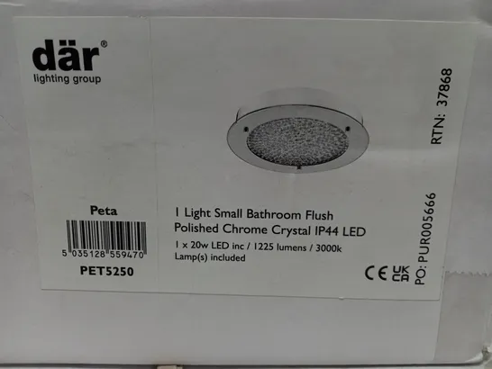 BOXED PETA SMALL BATHROOM FLUSH POLISHED CHROME CRYSTAL LIGHT LED