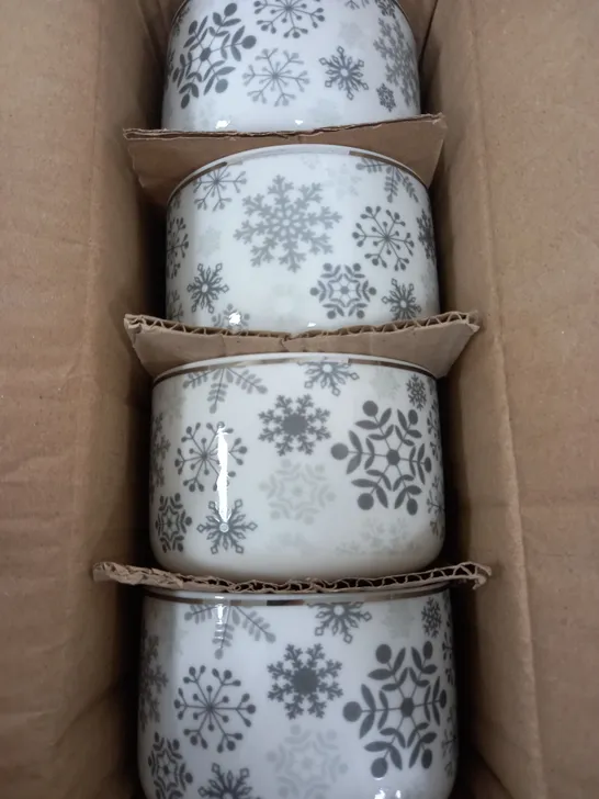 BOX OF 4 SMALL WINTER THEMED BOWLS 
