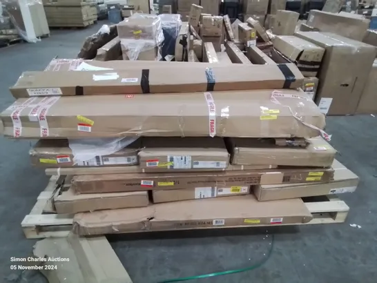 PALLET CONTAINING VARIOUS BOXED FURNITURE PARTS AND OTHER HOUSEHOLD ITEMS ETC.