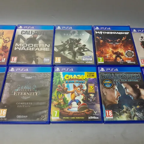 SET OF APPROX 10 ASSORTED PLAYSTATION 4 GAMES TO INCLUDE - CALL OF DUTY BLACK OPS COLD WAR , DESTINY , CALL OF DUTY MODERN WARFARE ETC