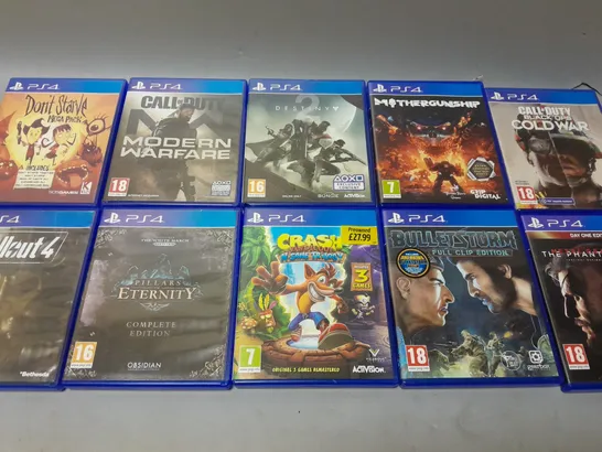 SET OF APPROX 10 ASSORTED PLAYSTATION 4 GAMES TO INCLUDE - CALL OF DUTY BLACK OPS COLD WAR , DESTINY , CALL OF DUTY MODERN WARFARE ETC