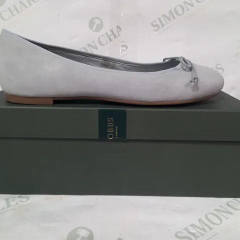 BOXED PAIR OF HOBBS LONDON SUEDE SLIP-ON SHOES IN PALE BLUE EU SIZE 38