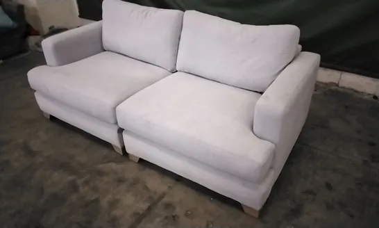 QUALITY DESIGNER LOUNGE CO 2 SEATER SOFA IN WHITE GREY FABRIC 