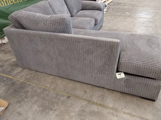 DESIGNER CHAISE SOFA GREY JUMBO CHORD FABRIC