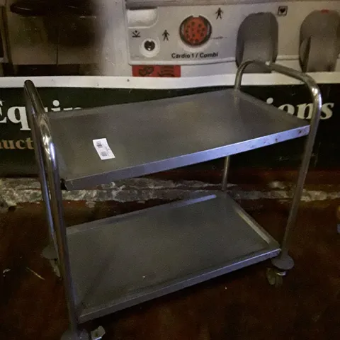 STAINLESS MOBILE 2 TIER TROLLEY 
